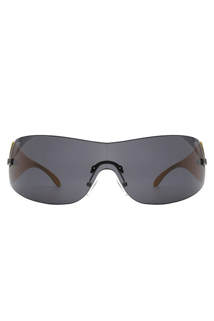Candy Glow Rimless Sleek Wraparound Sunglasses