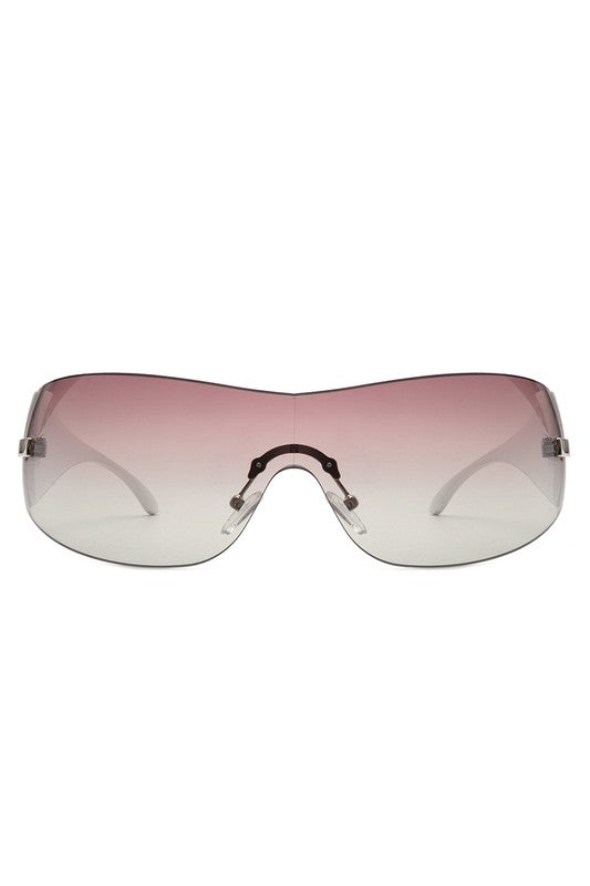 Candy Glow Rimless Sleek Wraparound Sunglasses