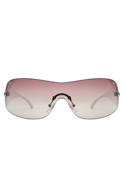 Candy Glow Rimless Sleek Wraparound Sunglasses