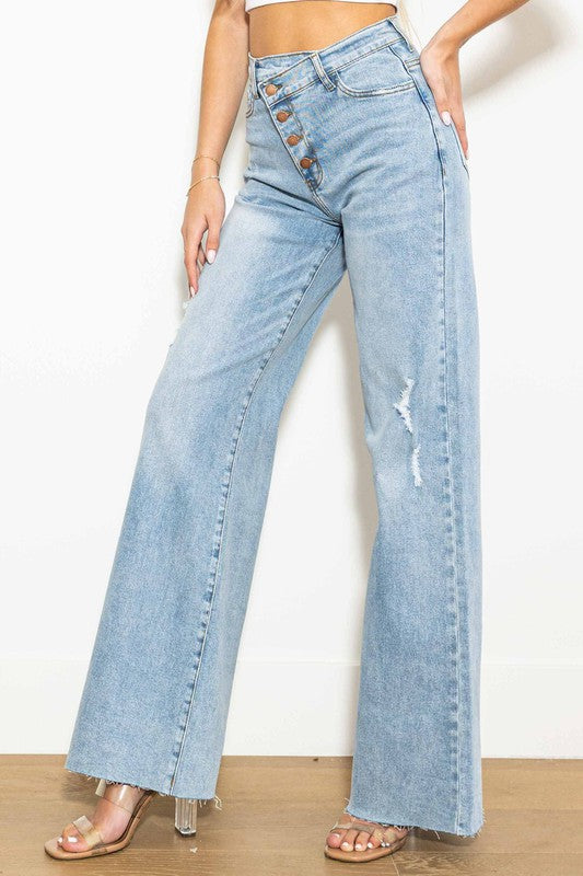 Alice Crossover High Waist Wide Leg Jeans
