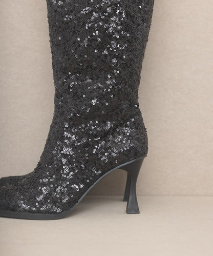 Josephine In Paris Sequin Knee High Boots