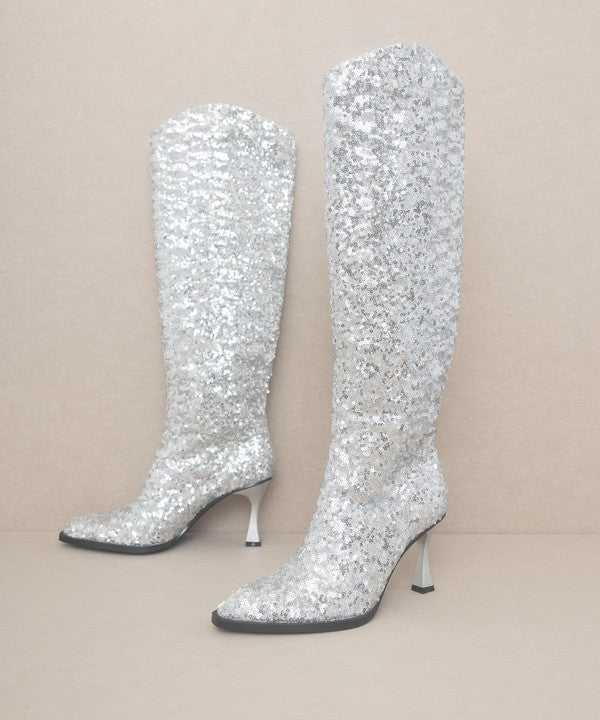 Josephine In Paris Sequin Knee High Boots