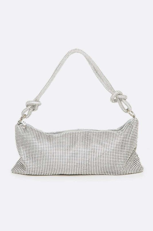 Ariana Sparkly Rhinestones Baguette Knot Shoulder Bag