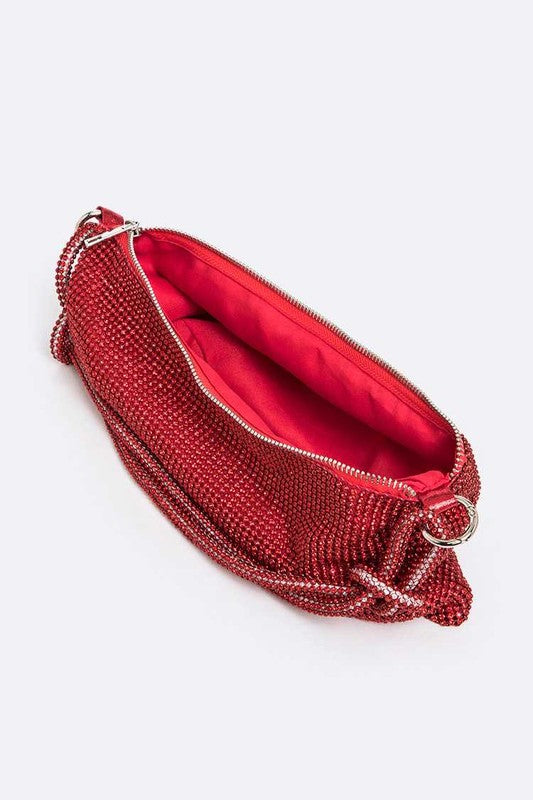 Ariana Sparkly Rhinestones Baguette Knot Shoulder Bag