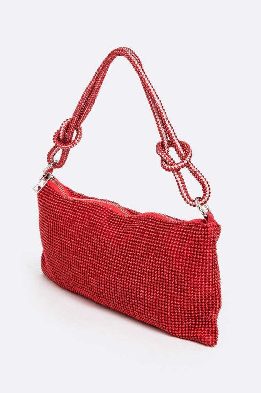 Ariana Sparkly Rhinestones Baguette Knot Shoulder Bag