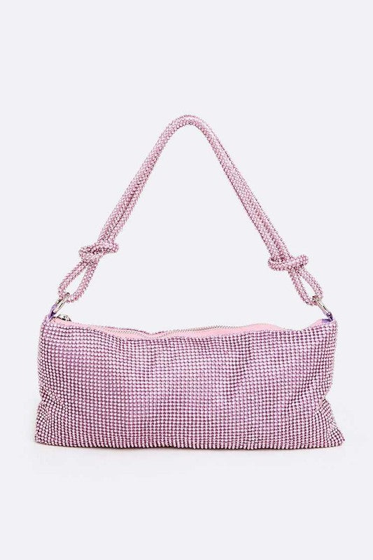 Ariana Sparkly Rhinestones Baguette Knot Shoulder Bag