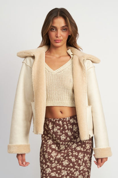 Nadia Reversible Faux Fur Cropped Jacket