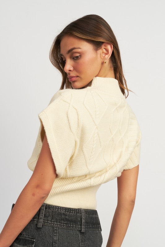 Marsha Turtle Neck Rib Sweater Knit Vest Top
