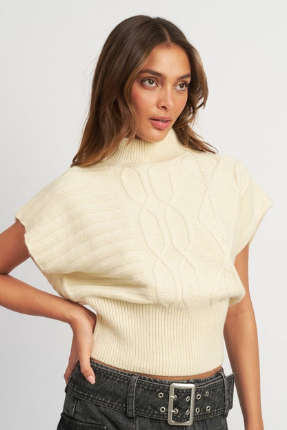 Marsha Turtle Neck Rib Sweater Knit Vest Top