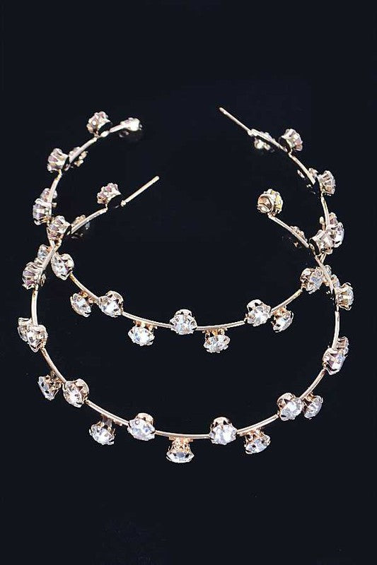 Iconic Oversize Crystal Rhinestones Hoop Earrings