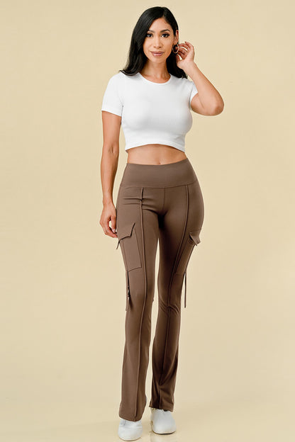 Get Active High Waisted Cargo Flare Leggings