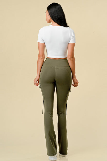 Get Active High Waisted Cargo Flare Leggings