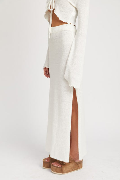 Indie High Waist Side Slit Maxi Skirt