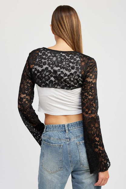 Muse Lace Knit Long Sleeve Cropped Bolero