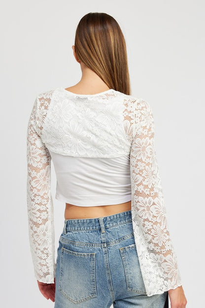 Muse Lace Knit Long Sleeve Cropped Bolero