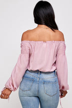 Sandira Bow Detail Off The Shoulder Long Sleeve Bodysuit