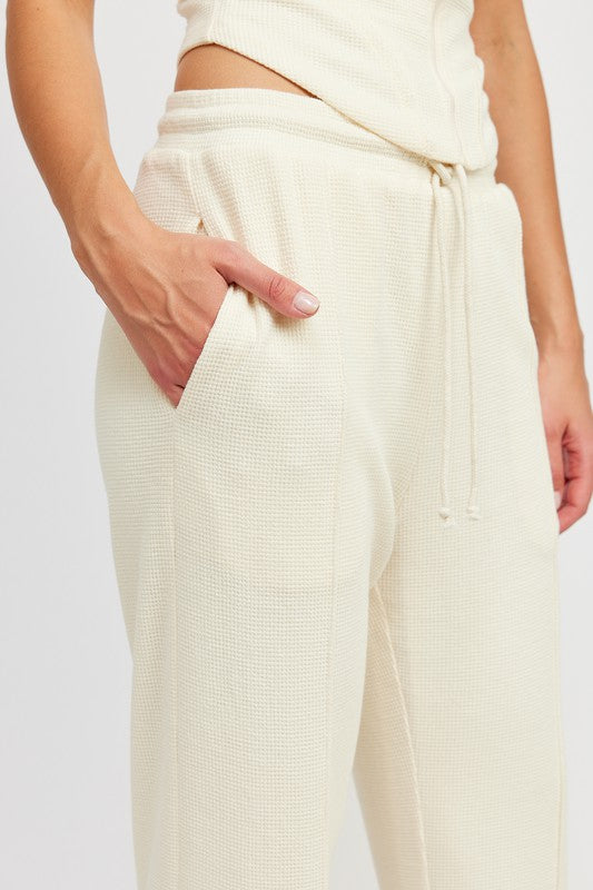 Nafessa High Waist Drawstrings Flare Leg Pants