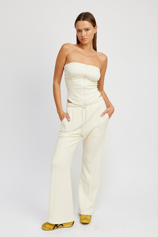 Nafessa High Waist Drawstrings Flare Leg Pants