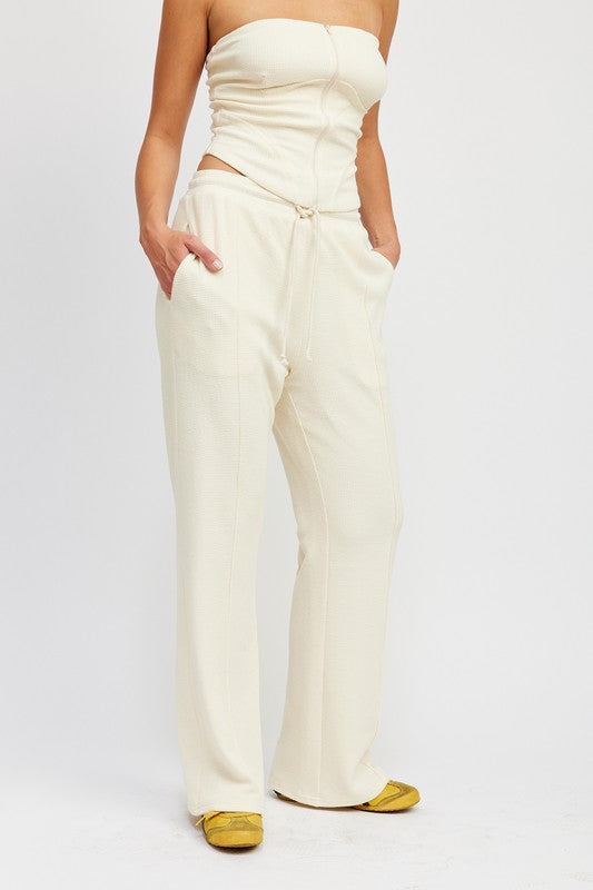 Nafessa High Waist Drawstrings Flare Leg Pants