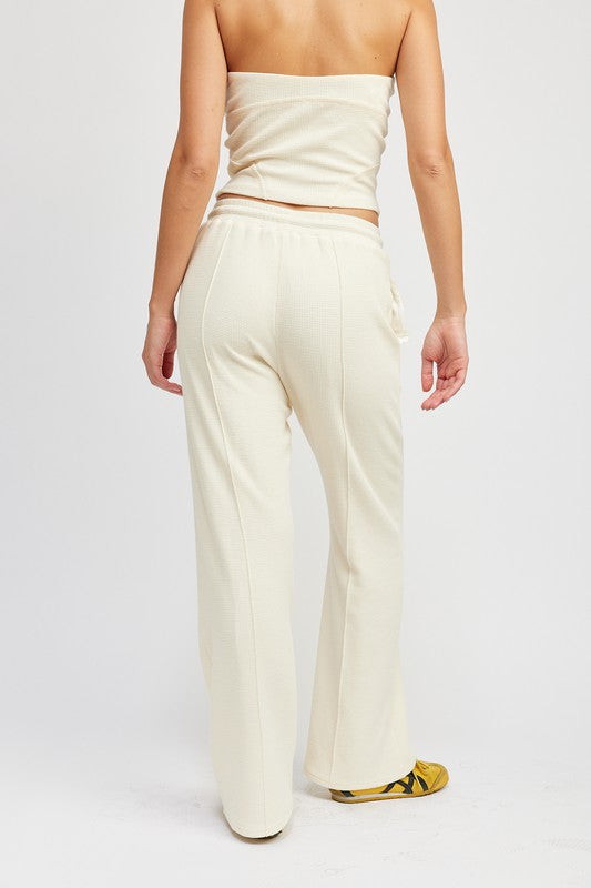 Nafessa High Waist Drawstrings Flare Leg Pants