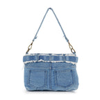 Queens Distressed Denim Crossbody Bag