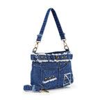 Queens Distressed Denim Crossbody Bag