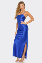 Amara Cami Strap Open Back Satin Maxi Dress