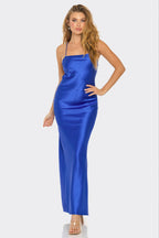 Amara Cami Strap Open Back Satin Maxi Dress