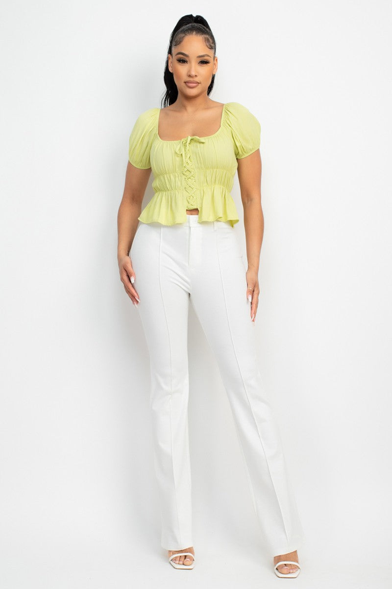 Corina Luxe High Rise Stretch Wide Leg Pants