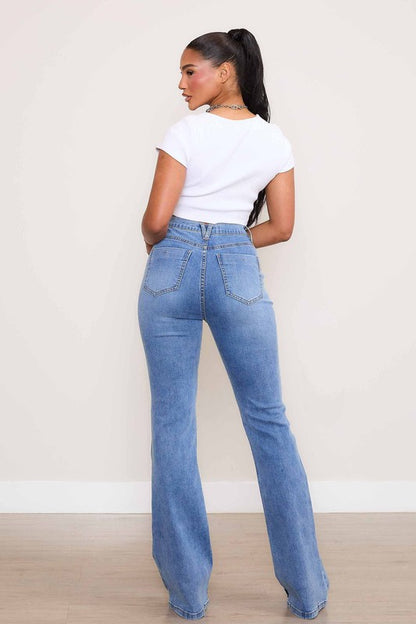 Sade Square Pocket Front High Rise Bootcut Jeans