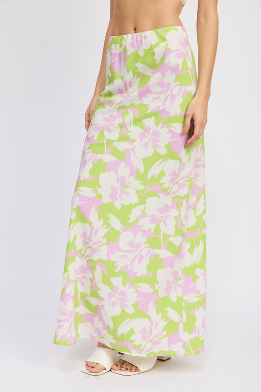 Maui Classic Floral Print Bias Maxi Skirt