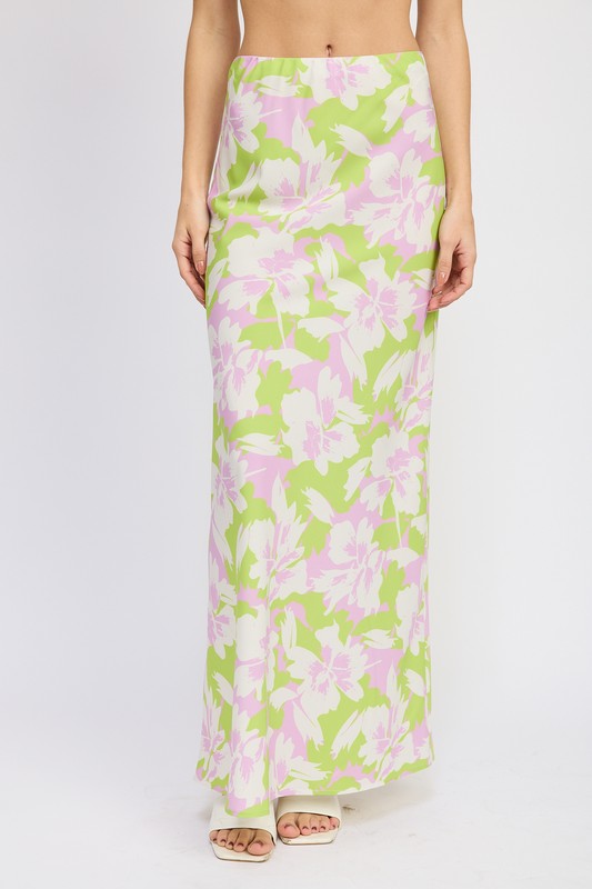 Maui Classic Floral Print Bias Maxi Skirt