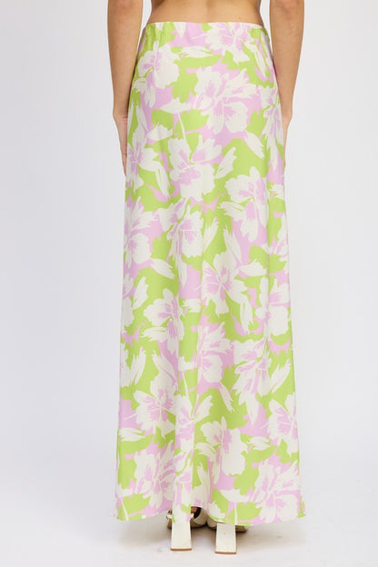 Maui Classic Floral Print Bias Maxi Skirt