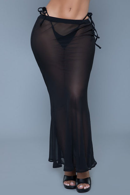 Genesis Cover-Up Flare Hem Mesh Maxi Skirt