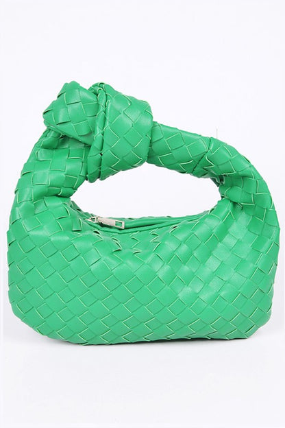 Trendy Braided Top Knot Faux Leather Clutch Handbag
