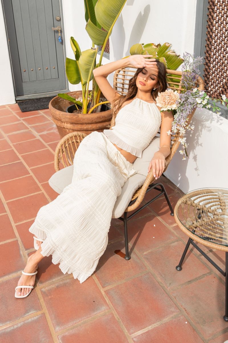Guadalupe Smocked Two Piece Open Back Top &amp; Maxi Skirt Set