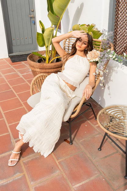 Guadalupe Smocked Two Piece Open Back Top &amp; Maxi Skirt Set