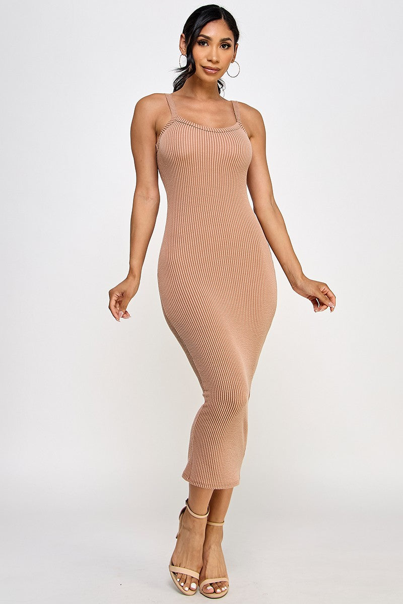 Cara Textured Rib Knit Bodycon Midi Dress