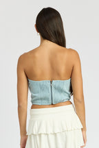 Valentina Rosette Decor Denim Corset Top