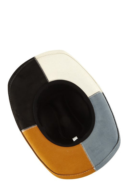 Sunflowers Color Block Suede Cowboy Hat