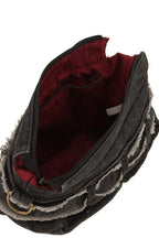 Queens Distressed Denim Crossbody Bag