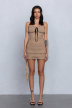Beatrice Mini Bow Ruched Mesh Tube Top & Skirt Set