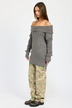 Rachel Off The Shoulder Oversized Sweater Top