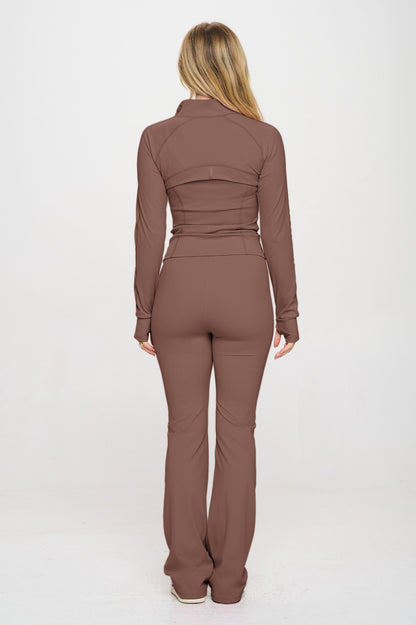 Move It Two Piece Flare Jumpsuit &amp; Jacket Activewear Set