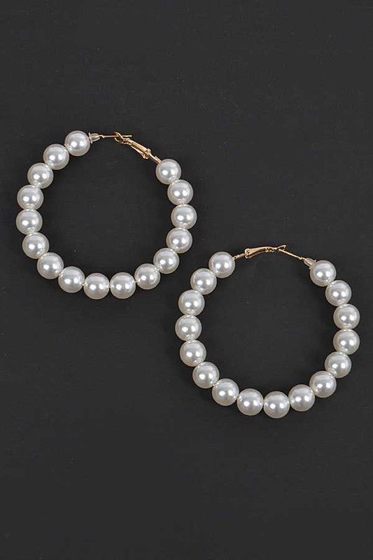 Iconic Pearl Strand Gold Hoop Earrings