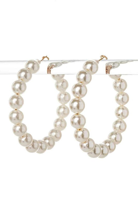 Iconic Pearl Strand Gold Hoop Earrings