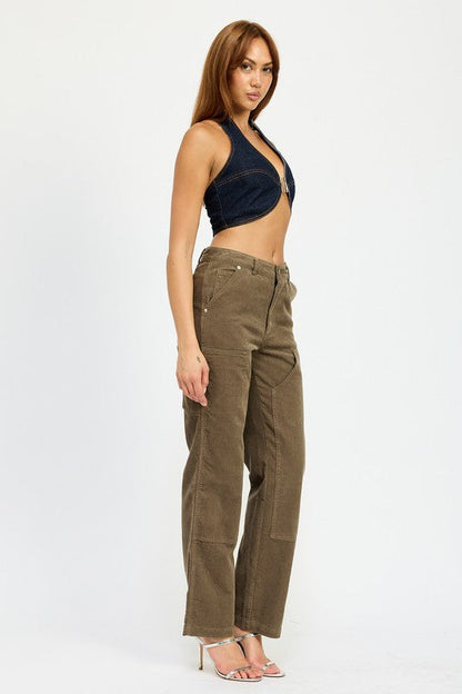 Morgana Cut Out Ring Detail Denim Halter Crop Top