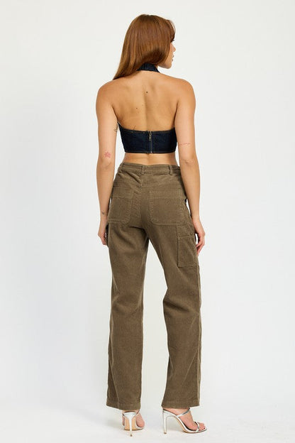 Morgana Cut Out Ring Detail Denim Halter Crop Top