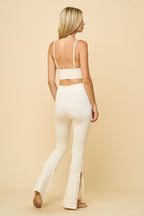 Casual Basics Lace Trim Cami Top & Slit Hem Pant Set