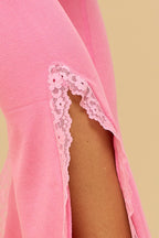 Casual Basics Lace Trim Cami Top & Slit Hem Pant Set